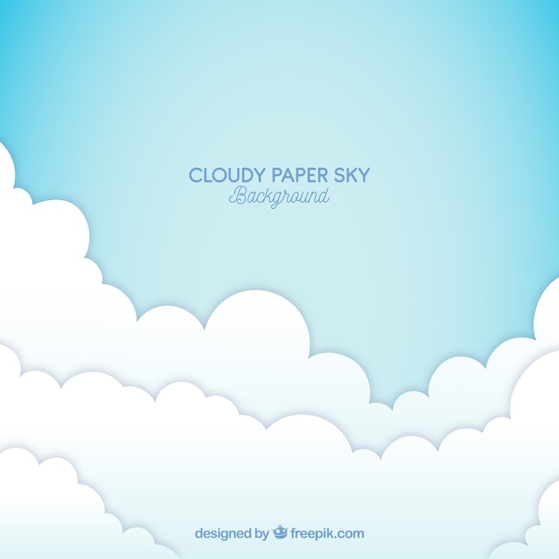 Fondo de cielo con nubes en textura de papel