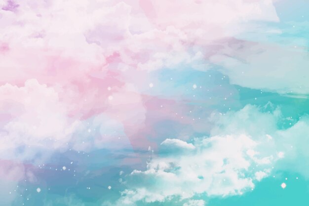 Fondo de cielo pastel de acuarela pintado a mano