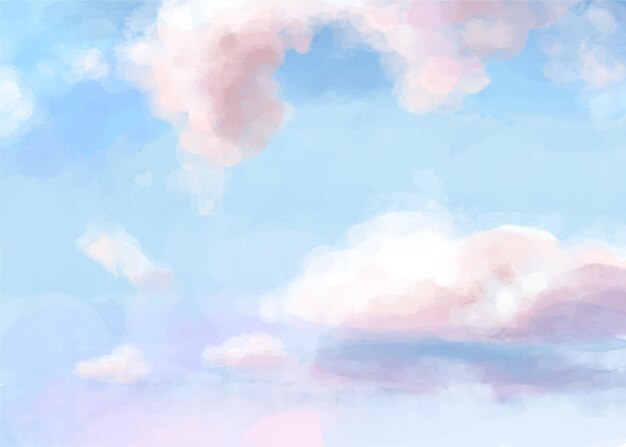 Fondo de cielo pastel acuarela pintado a mano