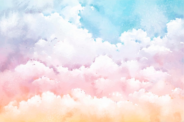 Fondo de cielo pastel acuarela pintado a mano