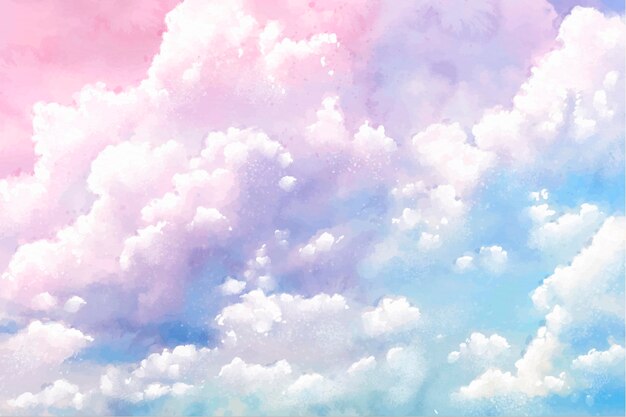 Fondo de cielo pastel de acuarela pintado a mano