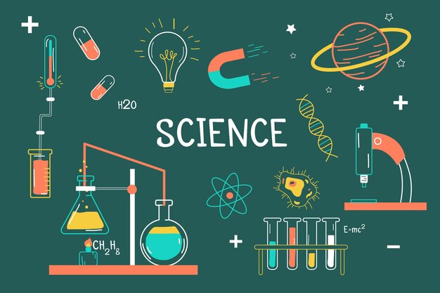 Fondo de ciencia dibujado a mano