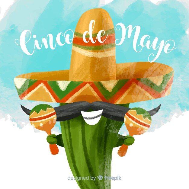 Vector gratuito fondo de cinco de mayo en acuarela