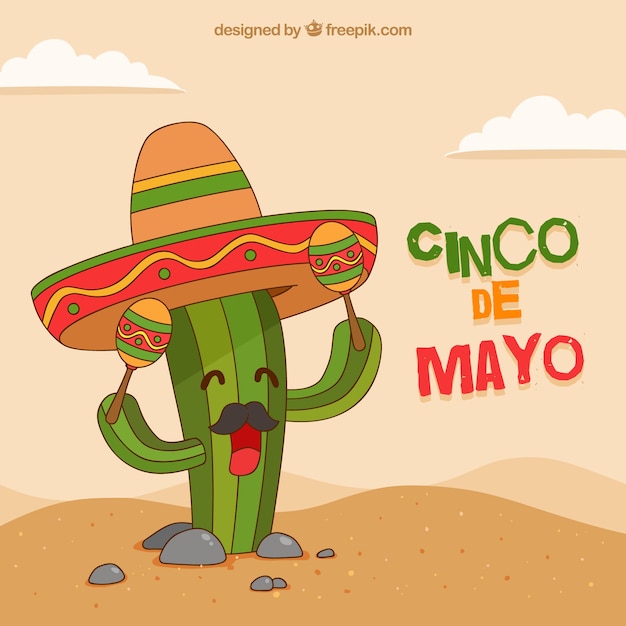 Fondo de cinco de mayo con cactus divertido