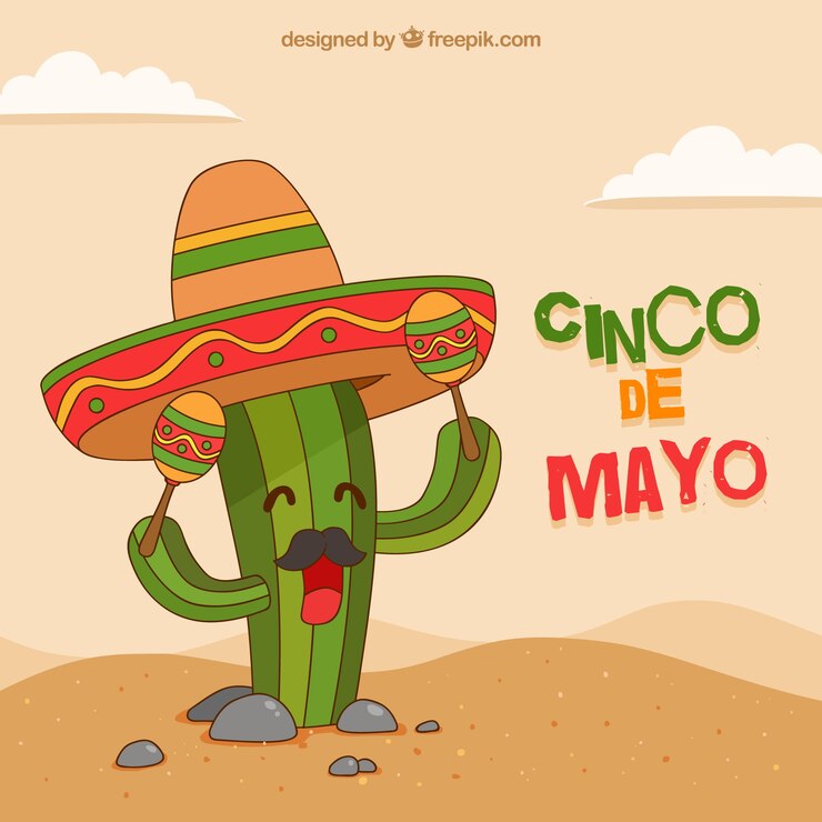 Vector gratuito fondo de cinco de mayo con cactus divertido