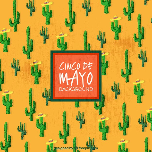 Fondo de cinco de mayo con cactus 