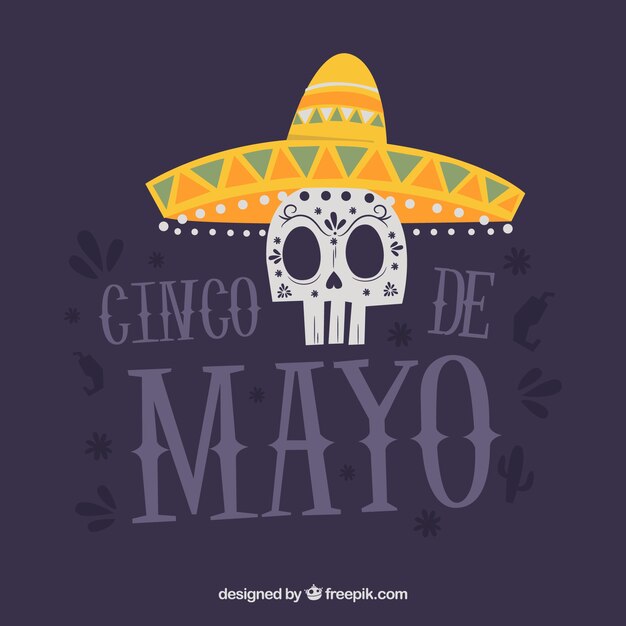 Fondo de cinco de mayo con calavera mexicana