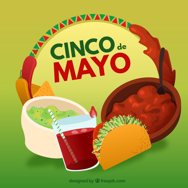 Fondo de cinco de mayo con comida tradicional