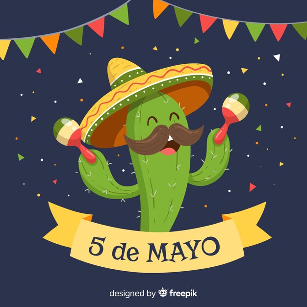 Fondo de cinco de mayo dibujado a mano