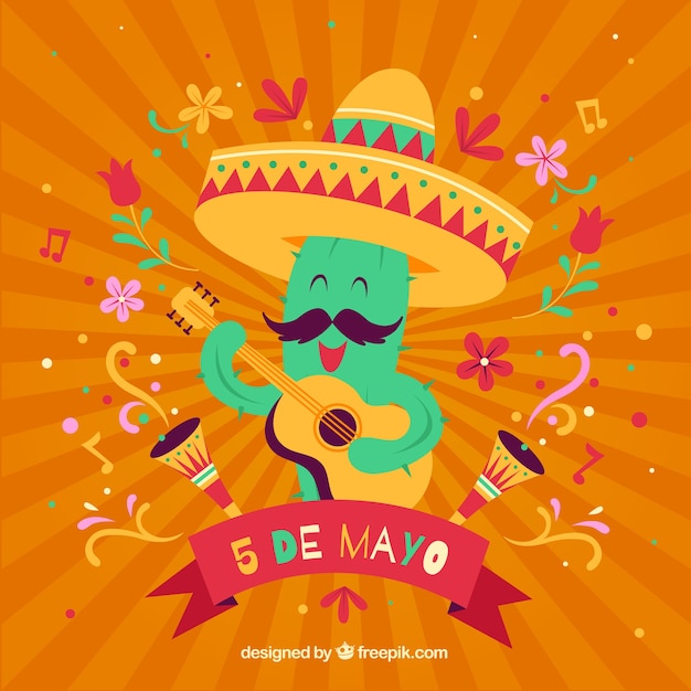 Fondo de cinco de mayo dibujado a mano