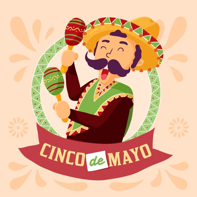 Fondo cinco de mayo dibujado a mano