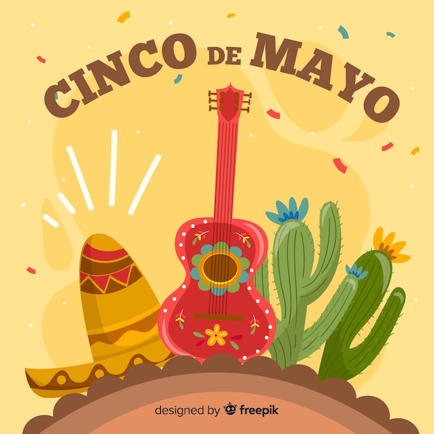 Fondo de cinco de mayo en diseño plano