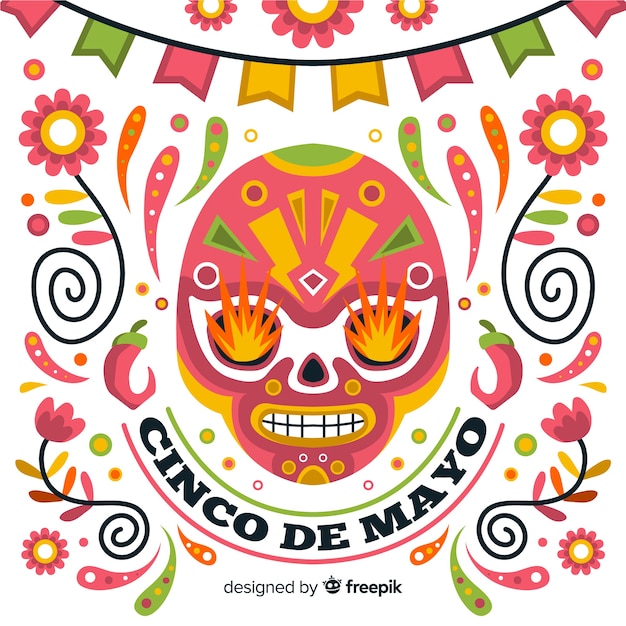 Fondo del cinco de mayo en diseño plano