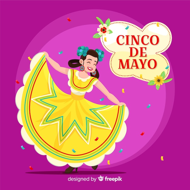 Vector gratuito fondo del cinco de mayo en diseño plano