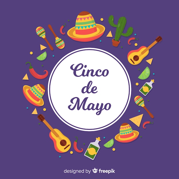 Vector gratuito fondo del cinco de mayo en diseño plano