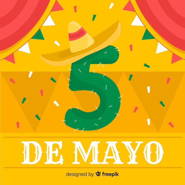 Vector gratuito fondo de cinco de mayo en diseño plano