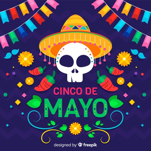 Fondo de cinco de mayo en diseño plano