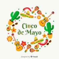 Vector gratuito fondo de cinco de mayo en diseño plano