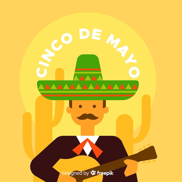 Fondo de cinco de mayo en diseño plano