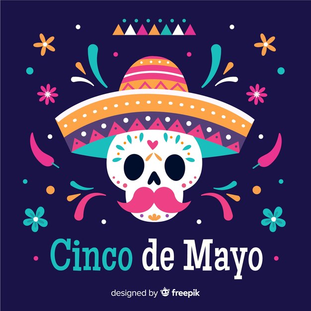 Fondo de cinco de mayo en diseño plano