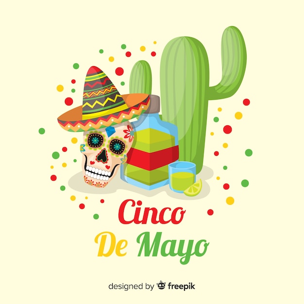 Vector gratuito fondo de cinco de mayo en diseño plano