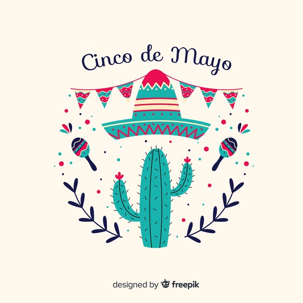 Fondo de cinco de mayo en diseño plano