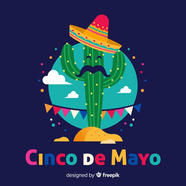 Fondo de cinco de mayo en diseño plano