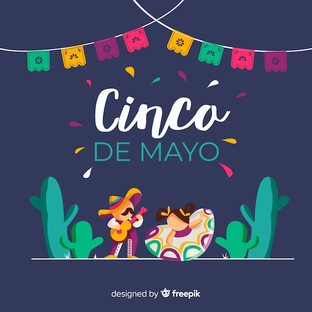 Vector gratuito fondo del cinco de mayo en diseño plano