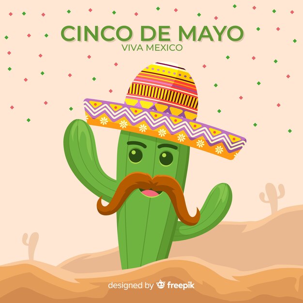 Fondo de cinco de mayo en diseño plano