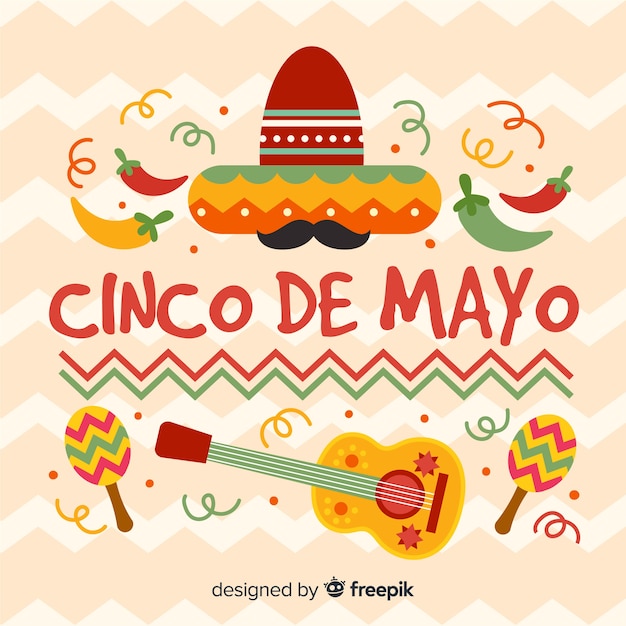 Vector gratuito fondo de cinco de mayo en diseño plano