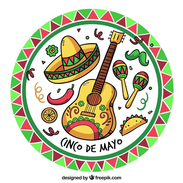 Fondo de cinco de mayo con elementos mexicanos