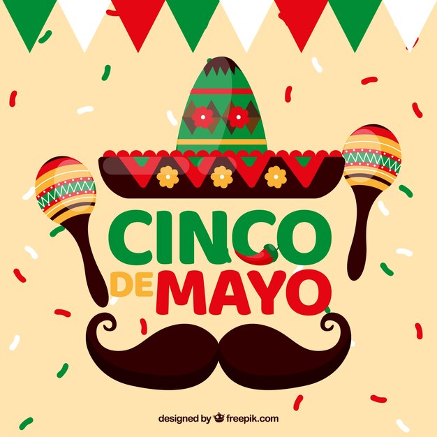 Fondo de cinco de mayo con elementos tradicionales