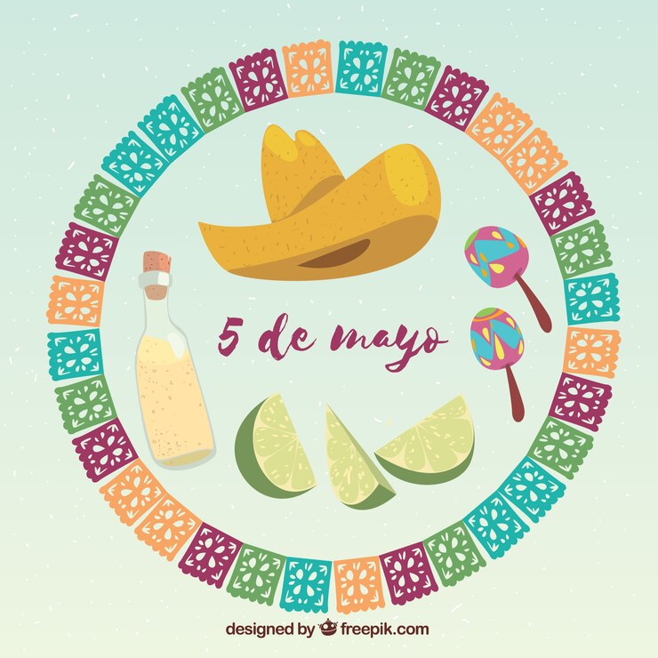 Vector gratuito fondo de cinco de mayo con elementos tradicionales