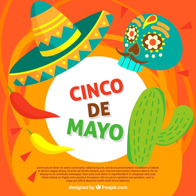 Fondo de Cinco de Mayo con elementos tradicionales