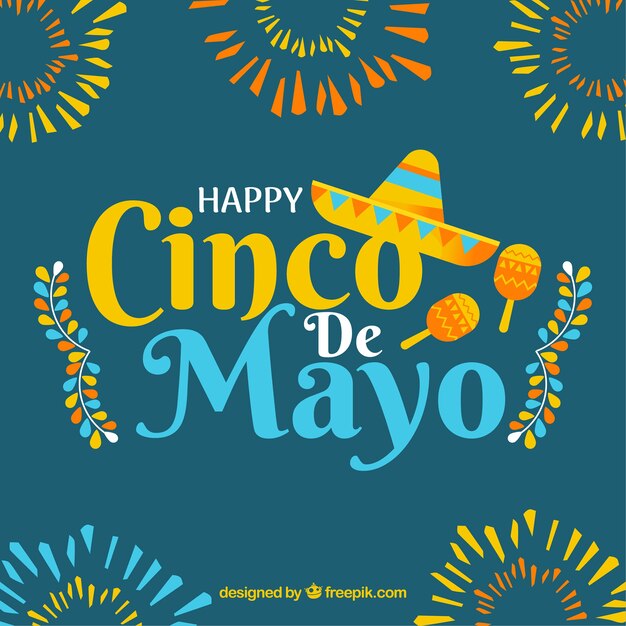 Fondo de cinco de mayo con fuegos artificiales