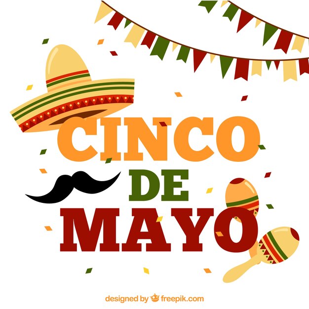 Fondo del cinco de mayo con guirnaldas y maracas