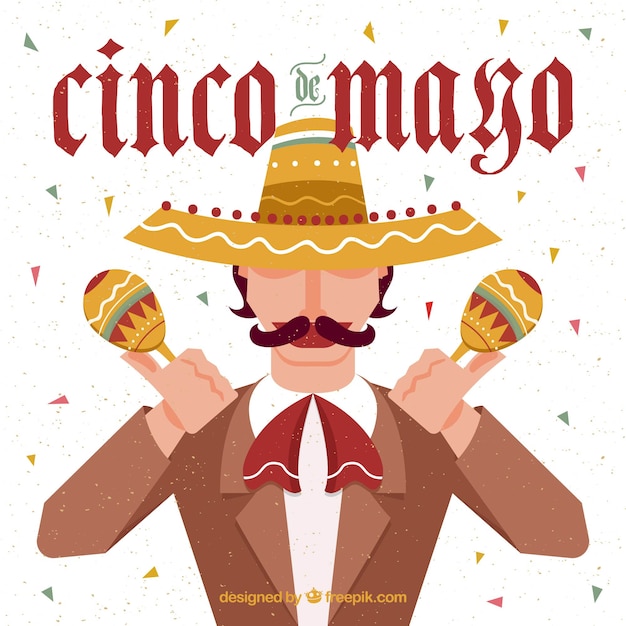 Fondo de cinco de mayo con músico mexicano