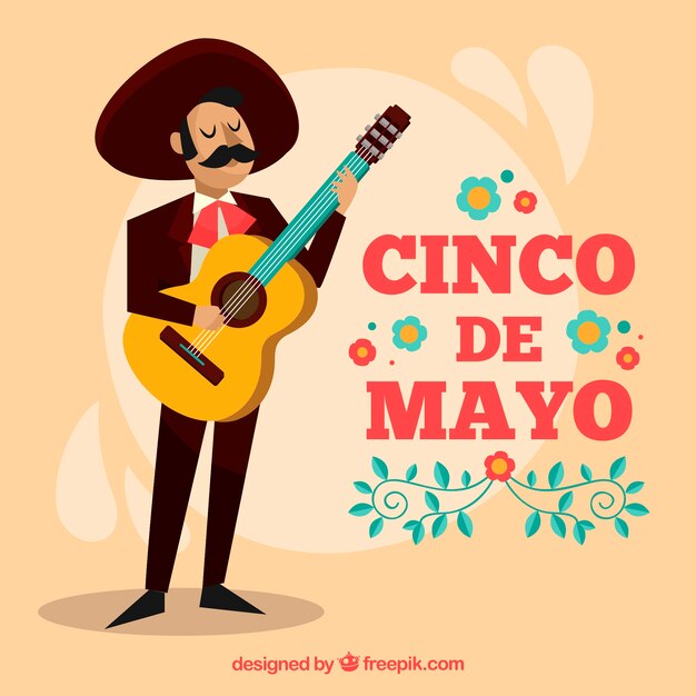 Fondo de cinco de mayo con músico mexicano