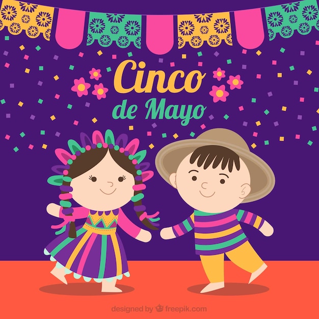 Fondo de cinco de mayo con niños mexicanos