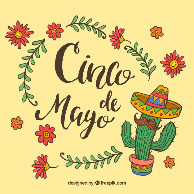 Fondo de cinco de mayo con ornamentos florales
