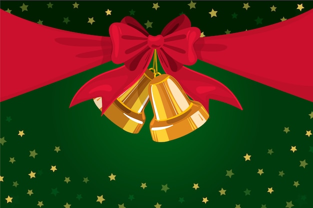 Vector gratuito fondo de cinta y campanas de navidad