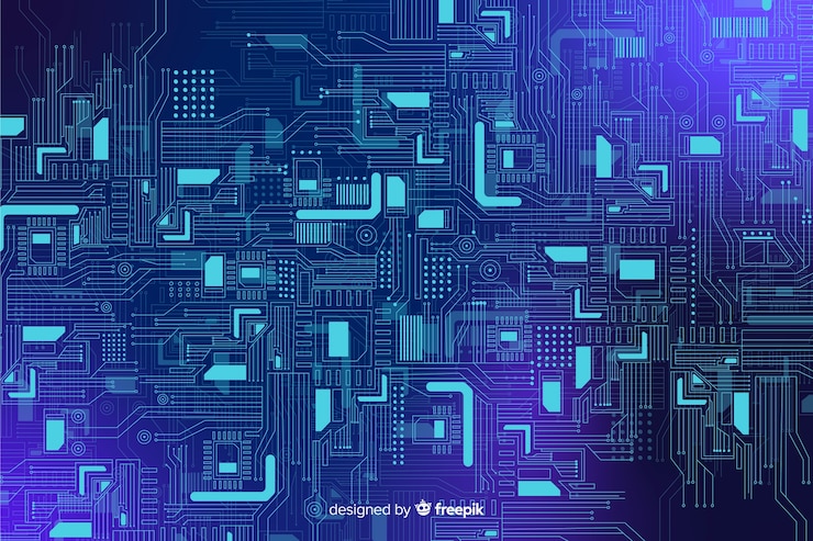 Vector gratuito fondo de circuitos realistas azules