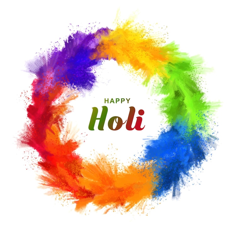 Vector gratuito el fondo circular de salpicaduras coloridas de la celebración feliz de holi