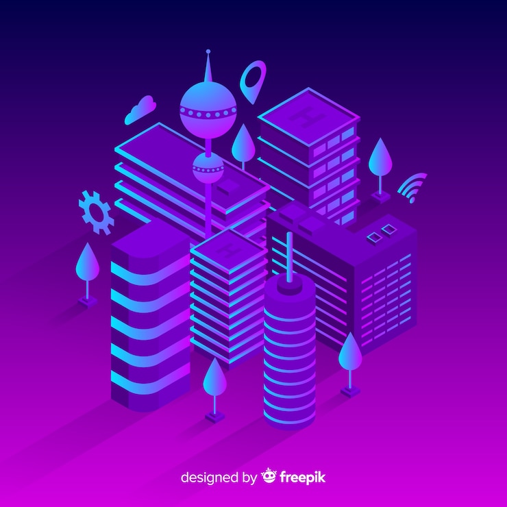 Vector gratuito fondo de la ciudad futurista isométrica
