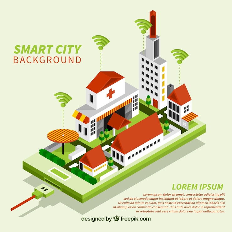Vector gratuito fondo de ciudad inteligente verde