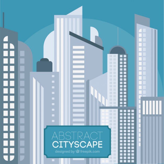 Fondo de ciudad moderna en diseño plano 