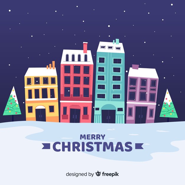 Vector gratuito fondo ciudad de navidad