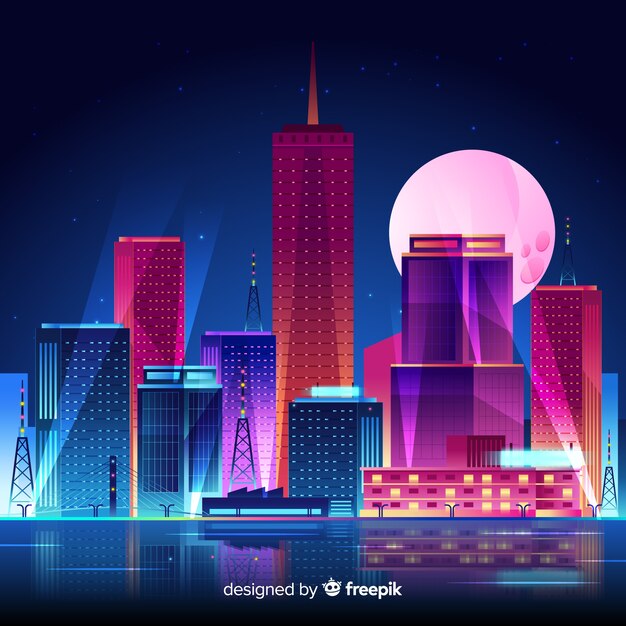 Fondo ciudad de noche futurista