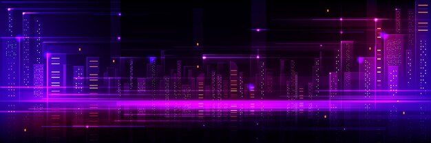 Fondo de la ciudad tecnológica púrpura Edificio abstracto bg