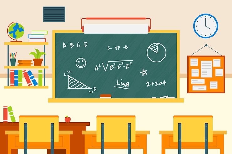 Vector gratuito fondo de clase de escuela vacía para videoconferencia